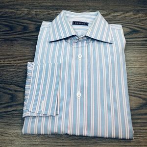 Breuer Blue & Pink Stripe French Cuff Shirt 16
